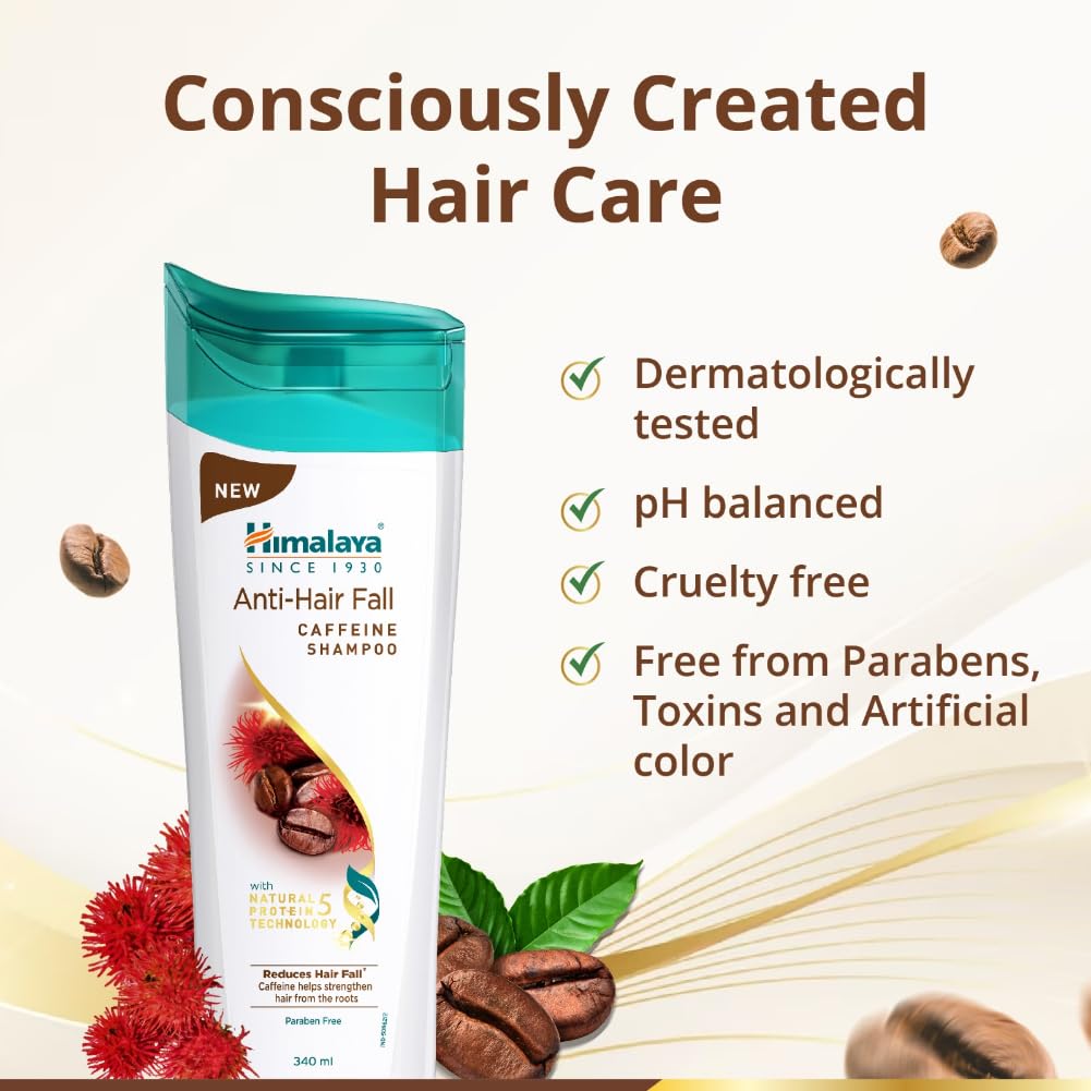 Himalaya Anti Hair Fall Caffeine Shampoo For Stronger Nourished Hair 340ml Reduces Breakage Smoothens Strands Strengthens Roots Gentle Daily Cleanse