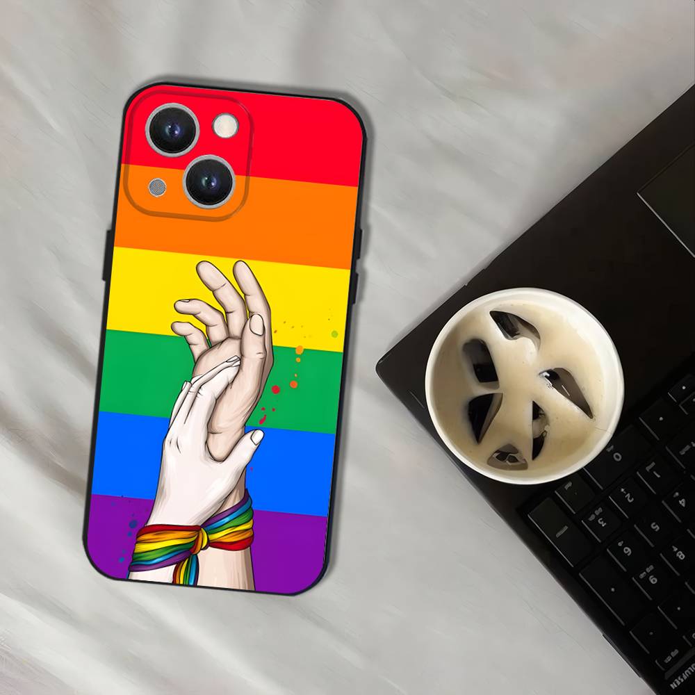 L-Lesbian LGBT Rainbow Pride Phone Case For iPhone 17,16,15,14,13,12,11,Pro,XS,Max,XR,Plus,E,SE4,Mini Black Soft Cover