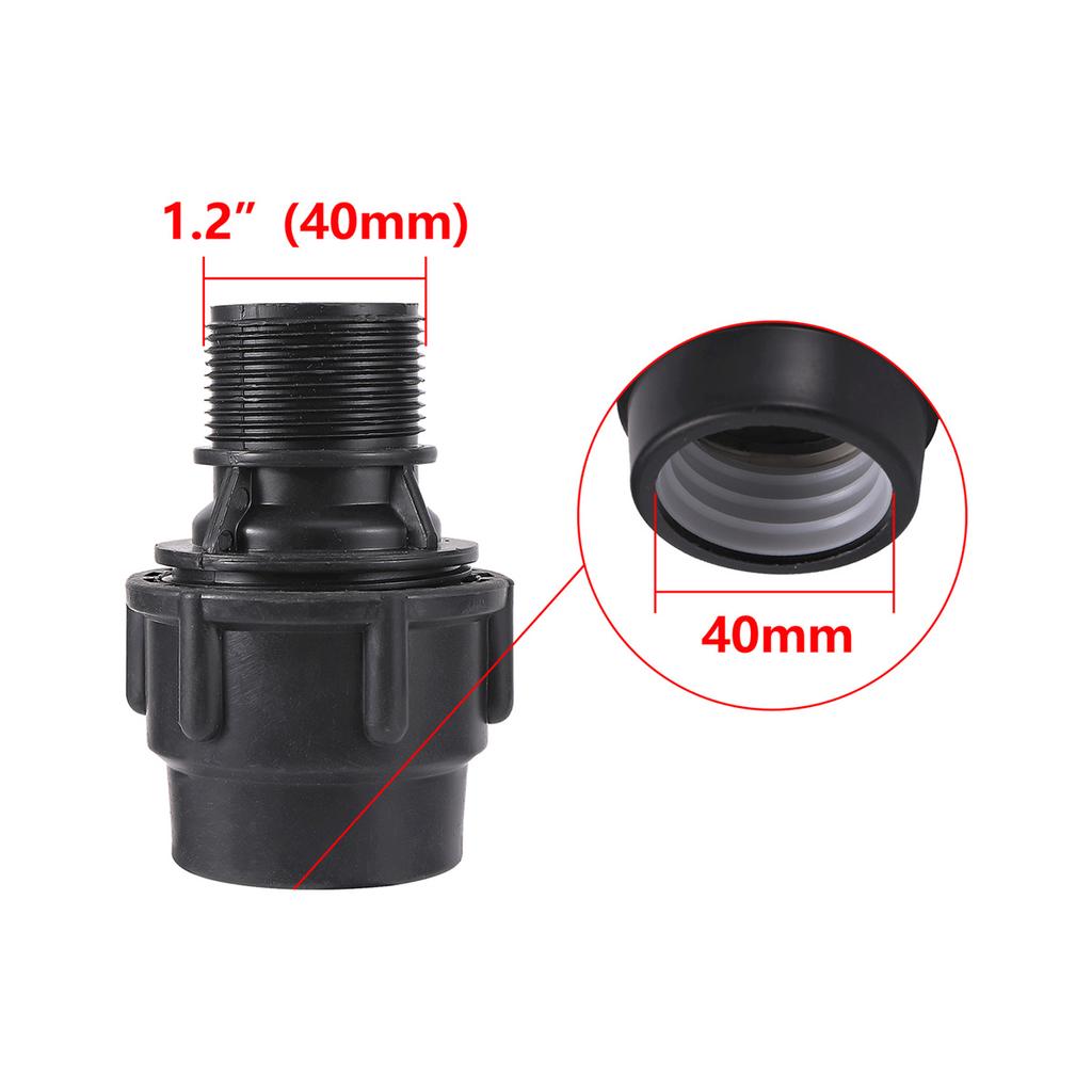 PE Pipe Black Straight Reducing Connector 20/25/32/40/50mm Tube Fitting 1/2" 3/4"1"1.2"1.5"Female/Male Thread Irrigation Adapter