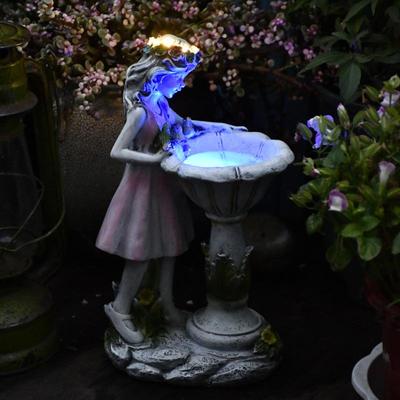 Outdoor Solar Resin Angel Girl Garden Statue Lamp