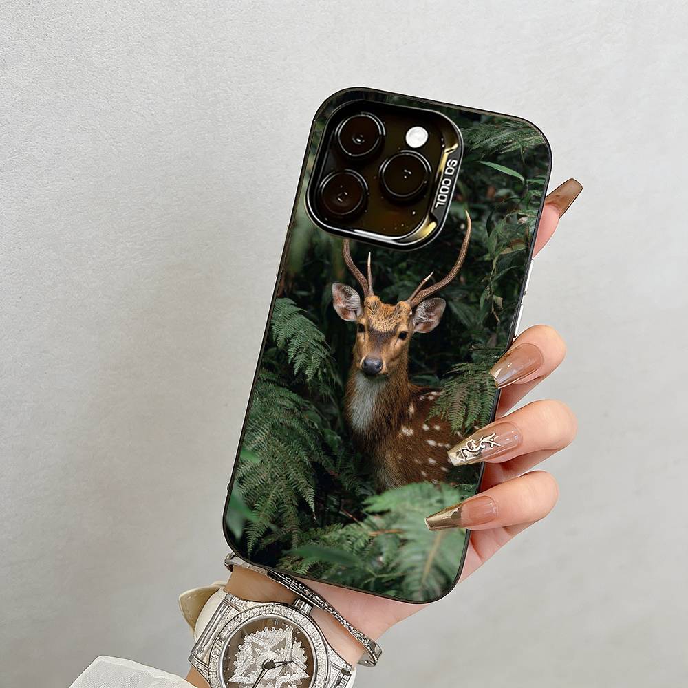 

Deer Phone Case For iPhone 17,16,15,14,13,12,11 Plus,Pro Max,XS,Colorful Silver Phone case Funda Cover iPhone15ProMax
