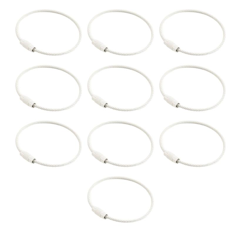10PCS Rotating Steel Key Rings Assorted Colors Secure Locking Mechanism for DIY Crafts Keychains белый
