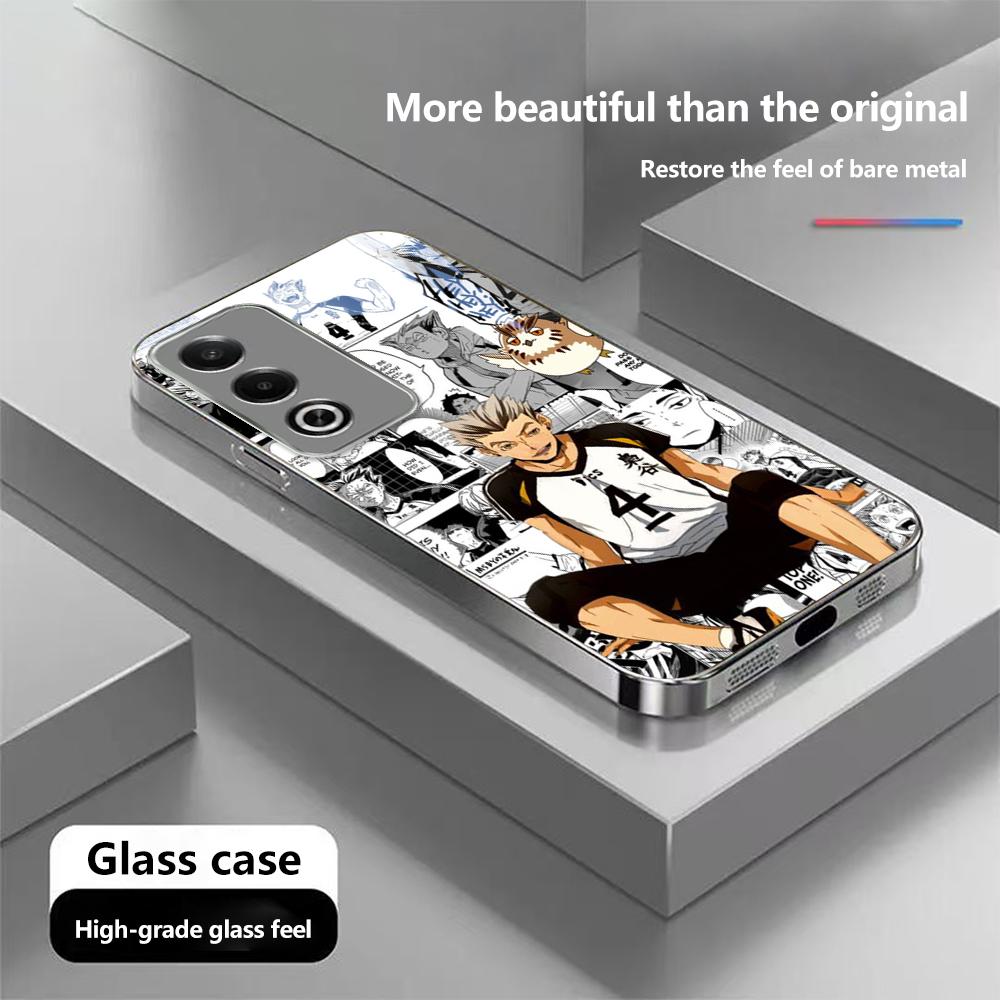 

Чехол для телефона N169 Haikyuu X Reader Anime для iPhone 16 Pro Max Samsung S24 S23 Ultra A54 A35 Xiaomi Redmi Note 13 Pro с позолоченной рамкой и закаленным стеклом Infinix Smart 9