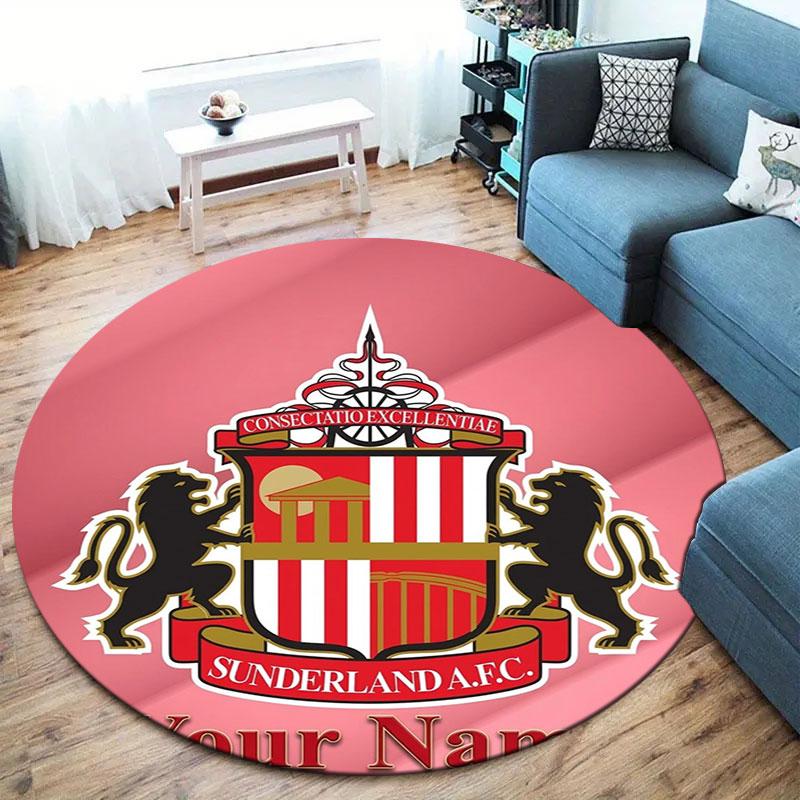 Sunderland A.F Custom Name Round Area Rug,Carpet Rug for Living Room Bedroom Sofa Playroom Decor,Non-slip Floor Mat