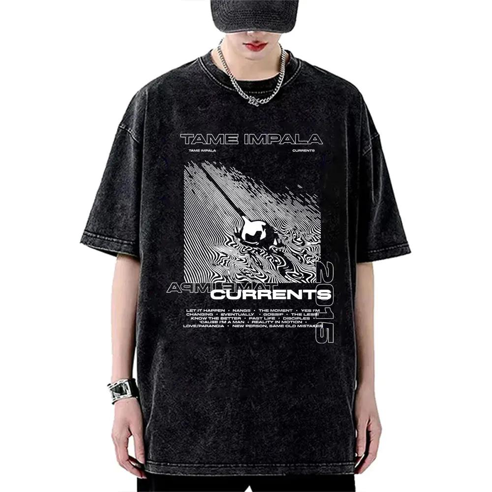

Hot Sale Rock Band Tame Impala Deadbeat Vintage Washed Tshirt Unisex Women Retro Casual Cotton T Shirts Unisex Oversized Streetwear S