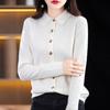Women's  POLO Neck Sweaters Fashion Cardigans Casual Solid Color Print Autumn Winter Long Sleeve