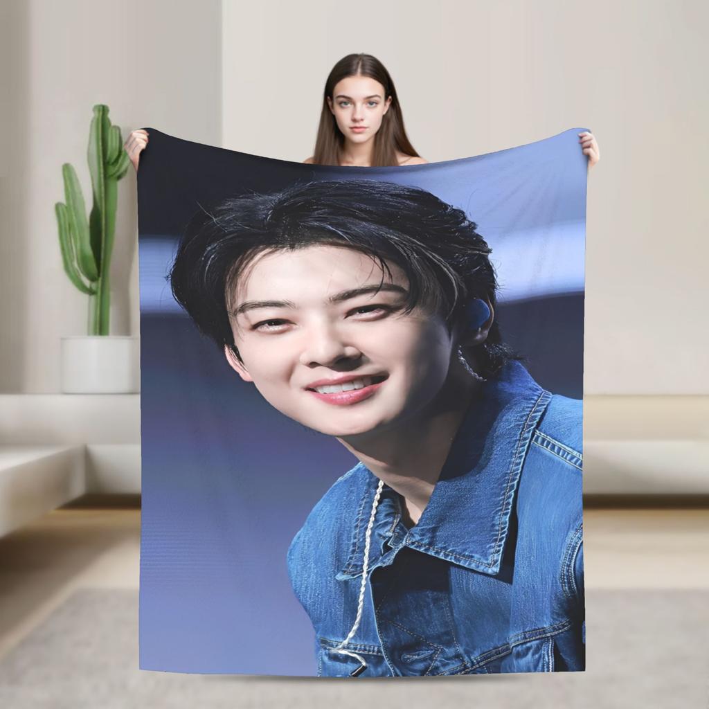 Cha Eun Woo Kpop Astro Idol Blanket Velvet  Cozy Lightweight Thin Throw Blanket For Home Bedding Throws