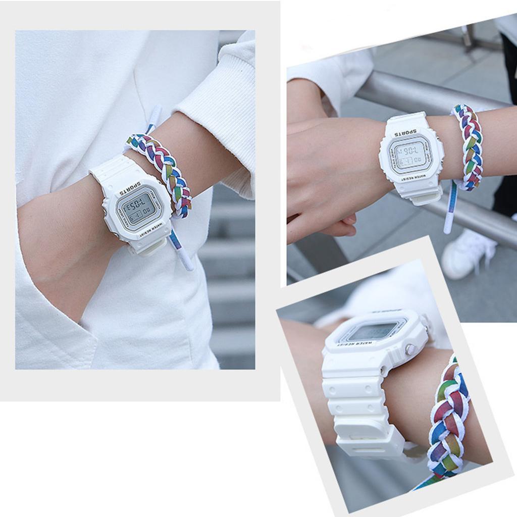 LED Electronic Sports Watch Waterproof Lightweight Luminous Smartwatch for Boys Girls White