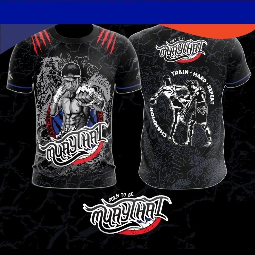 Muay Thai T-Shirt Kick Boxing 3D Print Gothic Graphic Men Women Unisex Short Sleeve Round Neck MMA Mix Martial Art Streetwear Casual