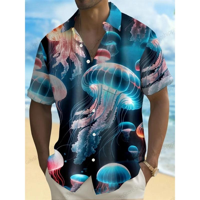 Moon Star Hawaiian Shirt Men Women Fashion Casual Hawaiian Sea Shirts Short Sleeve Button Blouse Festive Holiday Tops