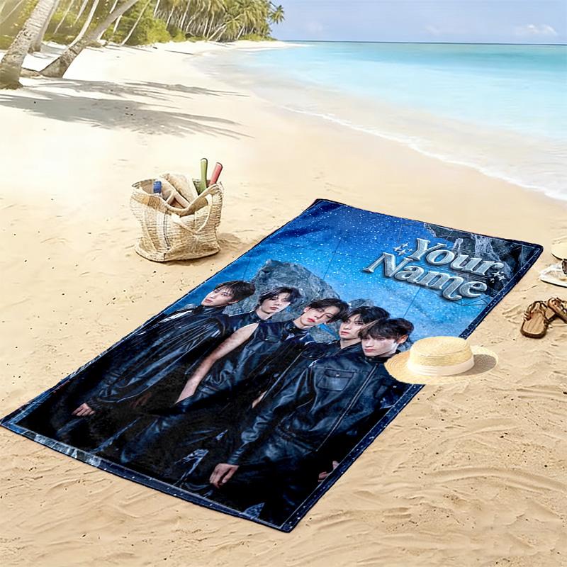 Name Custom TXT Print Beach Towel, Large Soft Quick Dry Towel for Beach Camping Swimming
