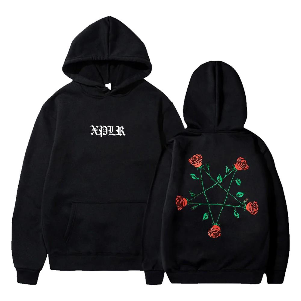 2024 XPLR Sam And Colby Pentagram Roses Hoodie 2024 Couples Merch Long Sleeve Streetwear Women Men Hooded Sweatshirt Fashion Clo