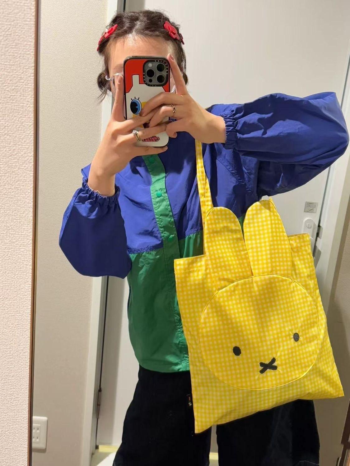 Новый студент новая сумка-тоут Mi Rabbit милый мультяшный большая вместимость клетчатая женская сумка 2980₽