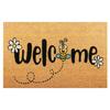 Cute Bee Daisy Welcome Doormat Non-Slip Rubber Back Non-Woven Entry Welcome Flower Door Mat Non-Woven Fabric Floor Mat