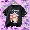 Polyester short-sleeved K-pop Demon Hunter girl cute sports shirt for children aged 1-12. Summer T-shirt. Casual top. Cartoon print