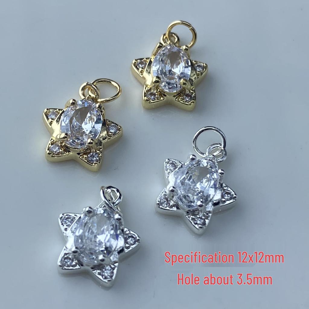 DIY Three-Dimensional Five-Pointed Star Bracelet Charms with Copper and Micro-Inlaid Zircon