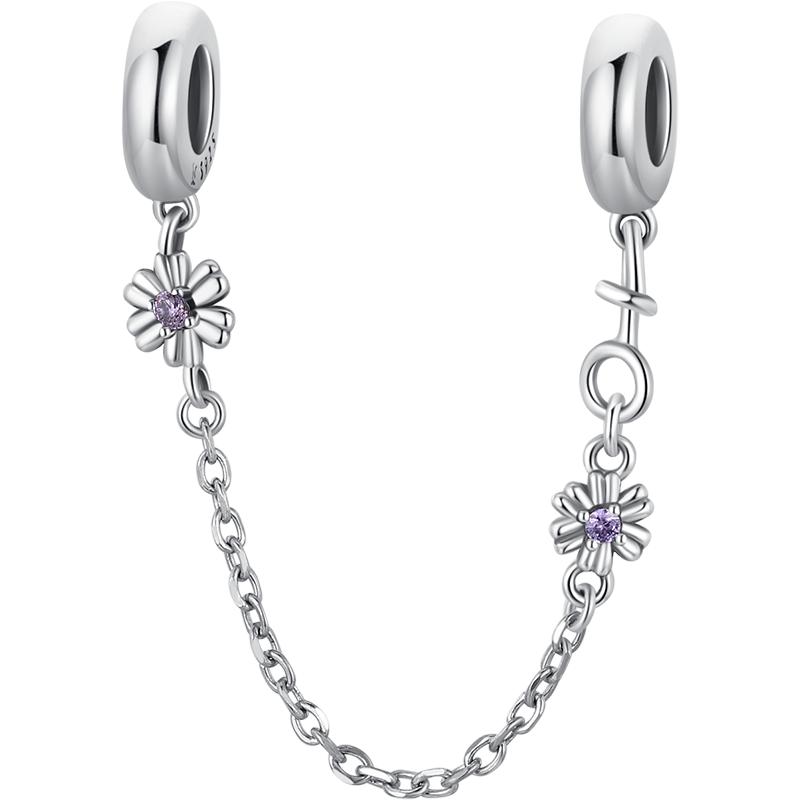 

BISAER Стерлингового Серебра 925 пробы Винтаж Цветок Защитная Цепочка Циркон Подвески Подходит Оригинальный Браслет DIY Ювелирные Изделия 925 silver серебряный