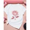 European Size Single Rose Delicate Precision Women's Plus Size Sports Short Sleeve T-Shirt