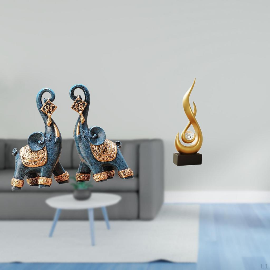 Modern Resin Elephant And Flame Figurine Sculpture Ornament Art Craft Collectible for Desktop Shelf