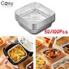 Disposable Air Fryer Aluminum Foil Liners, Square & Oval Baking Pans, Oil-Proof Food Containers for Cooking, Baking, BBQ, Party