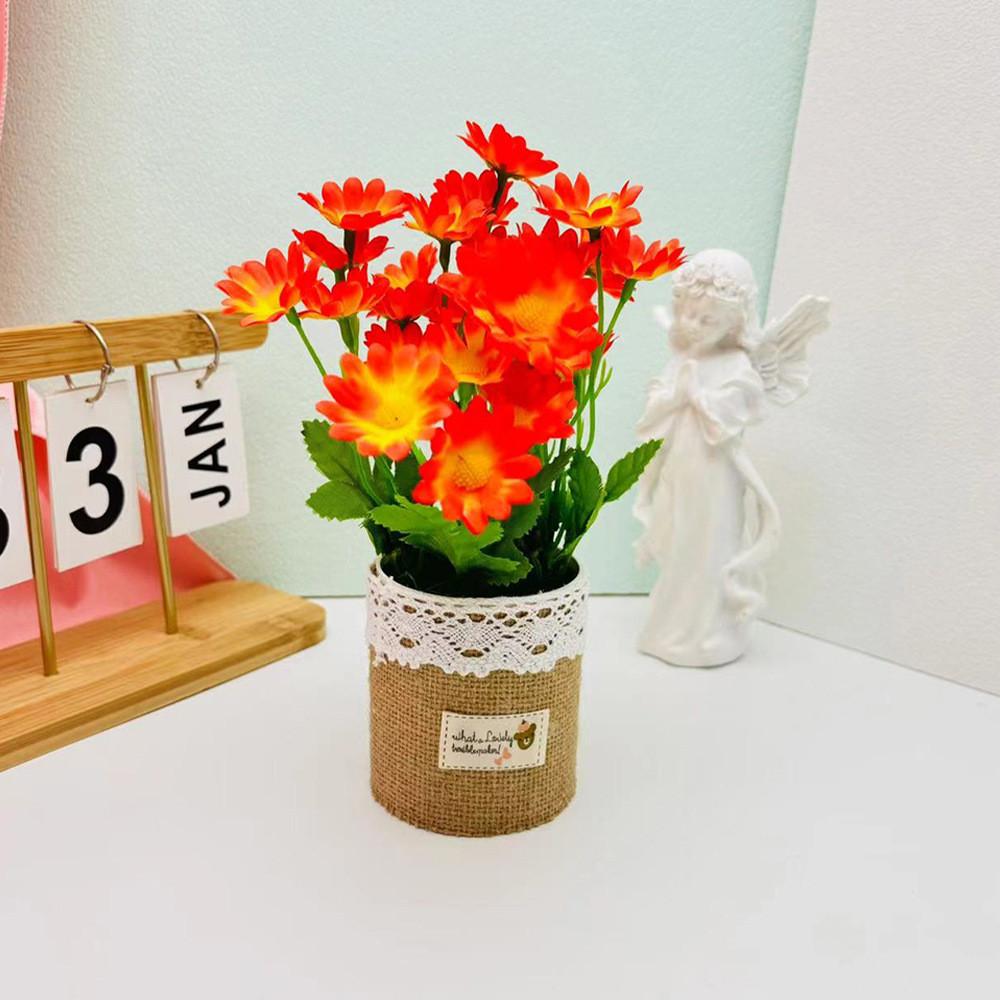 Wild Chrysanthemum Flower Pot Simulated Green Plant Potted Plant For Home Office