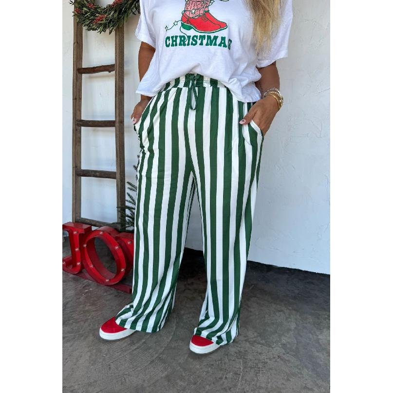 2026 Spring/Summer New Women s Loose Casual Striped Printed Long Straight Pants S зелёный