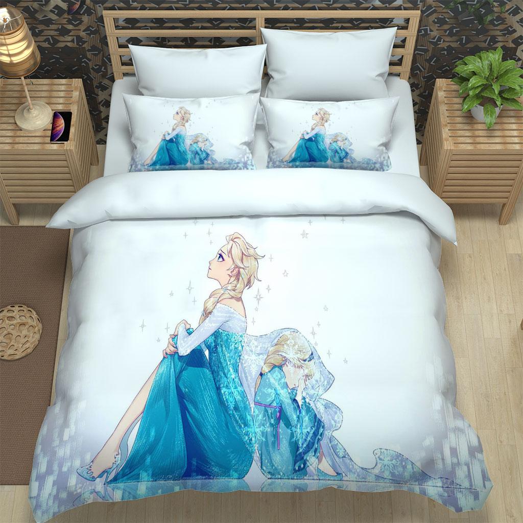 Anime Cute Pretty Girl Printed Polyester Bedding Set 3D Quilt Duvet Cover Pillowcase Kids Bed Comfortable Bed Set Twin King