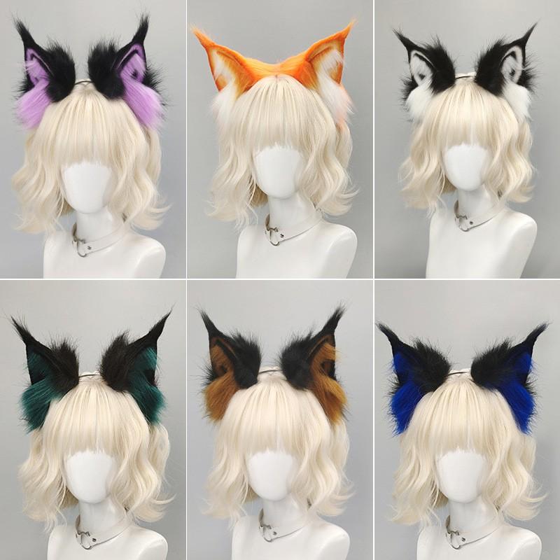 Flauschiges Tierohren-Stirnband Cosplay Anime Convention - Fuchs Wolf Luchs Ohren Aus Weichem Plüsch Verstellbar Eine Größe