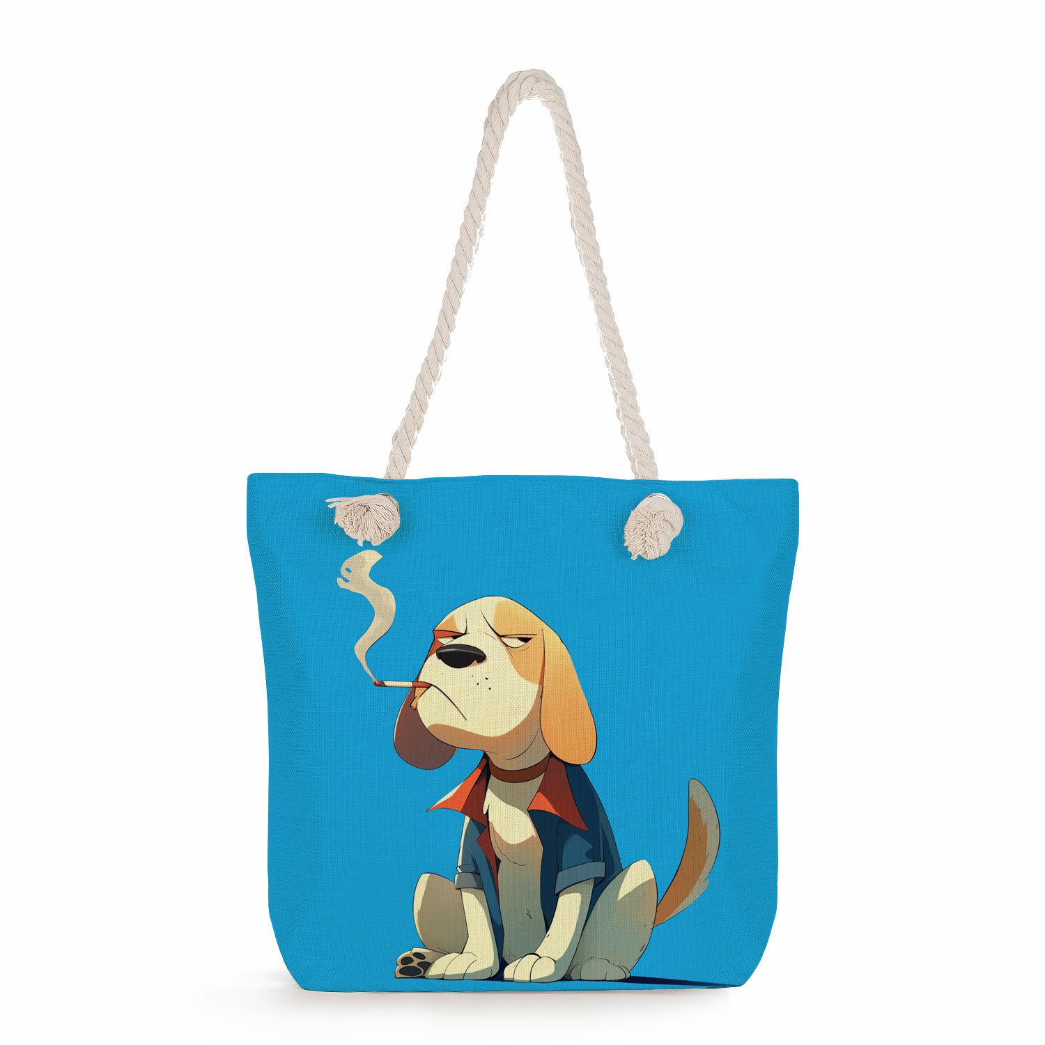 

Cartoon animals print thick rope single-shoulder beach bag 7347 KTB