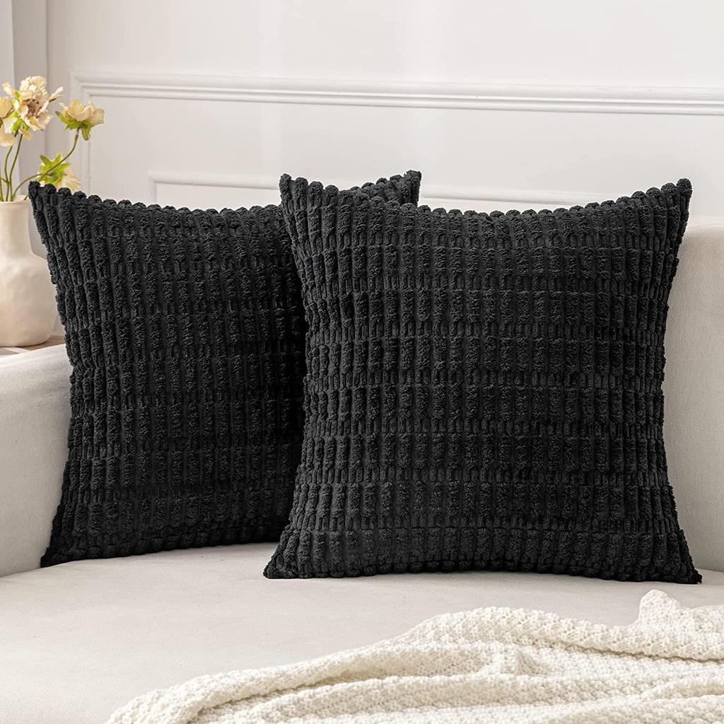 Solid Color Corduroy Throw Pillow Cover for Sofa, Bedroom, Car & Hotel
