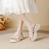 Korean Version of Versatile Thick-bottomed Wedge Slippers Summer New Square Head Open-toed Thin Strap Thick Heel Outer Wear One-word Slippers Women