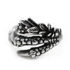 Antique Silver Eagle Dragon Claw Skull Ring: Men's Rock Jewelry for Halloween