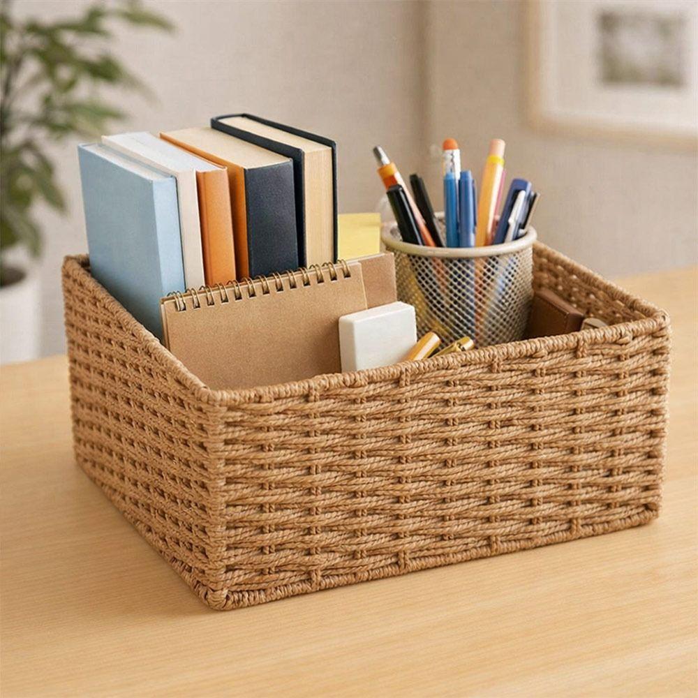 New Large Capacity Woven Storage Basket Handmade Reusable Snack Sundries Organizer Clothing Storage Basket