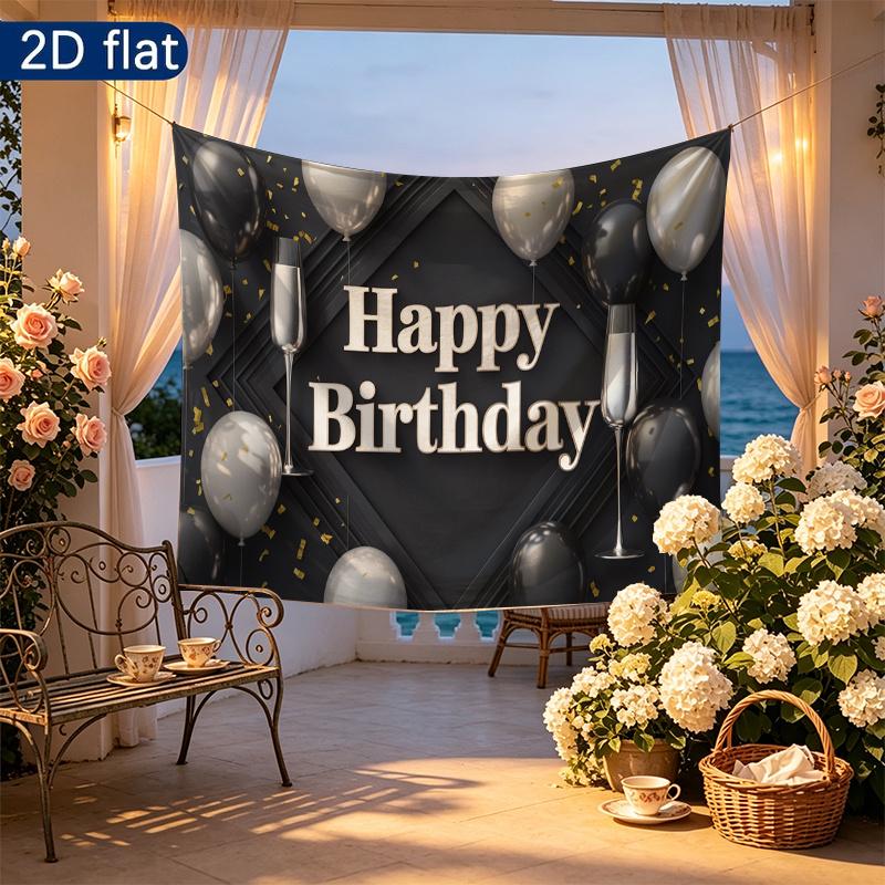 Party Backdrop Balloon Black White Photo Booth Background Front Door Decor