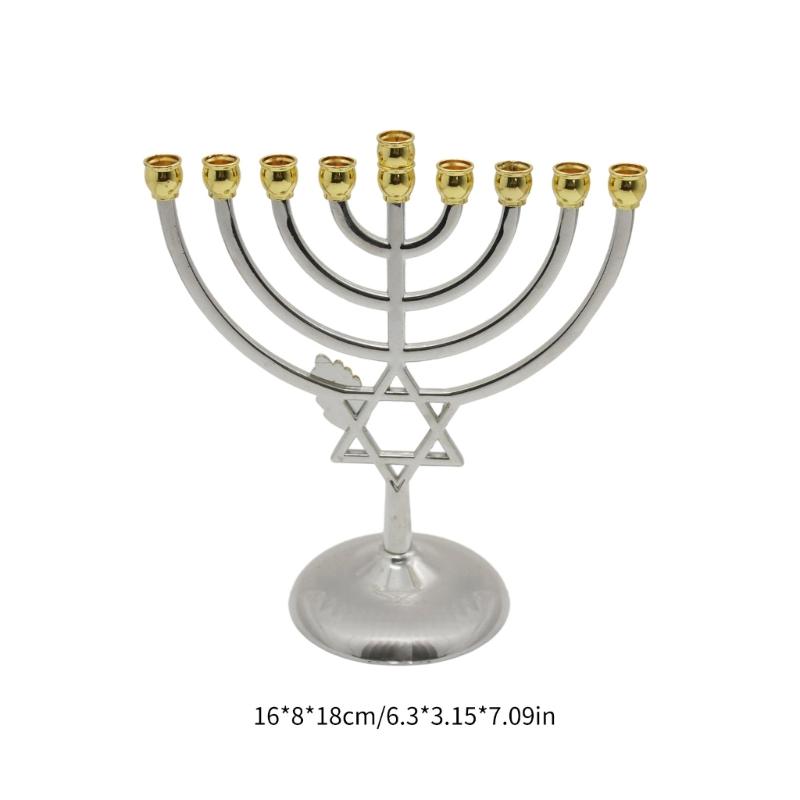 Chanukka-Leuchter Kerzenhalter 9-armig und Goldblatt Kerzenständer für festliche Heimdekorationen Leuchter