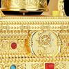 Silent Solar Powered Gold Tibetan Prayer Wheel with 4 Wind Chimes for Home Decor