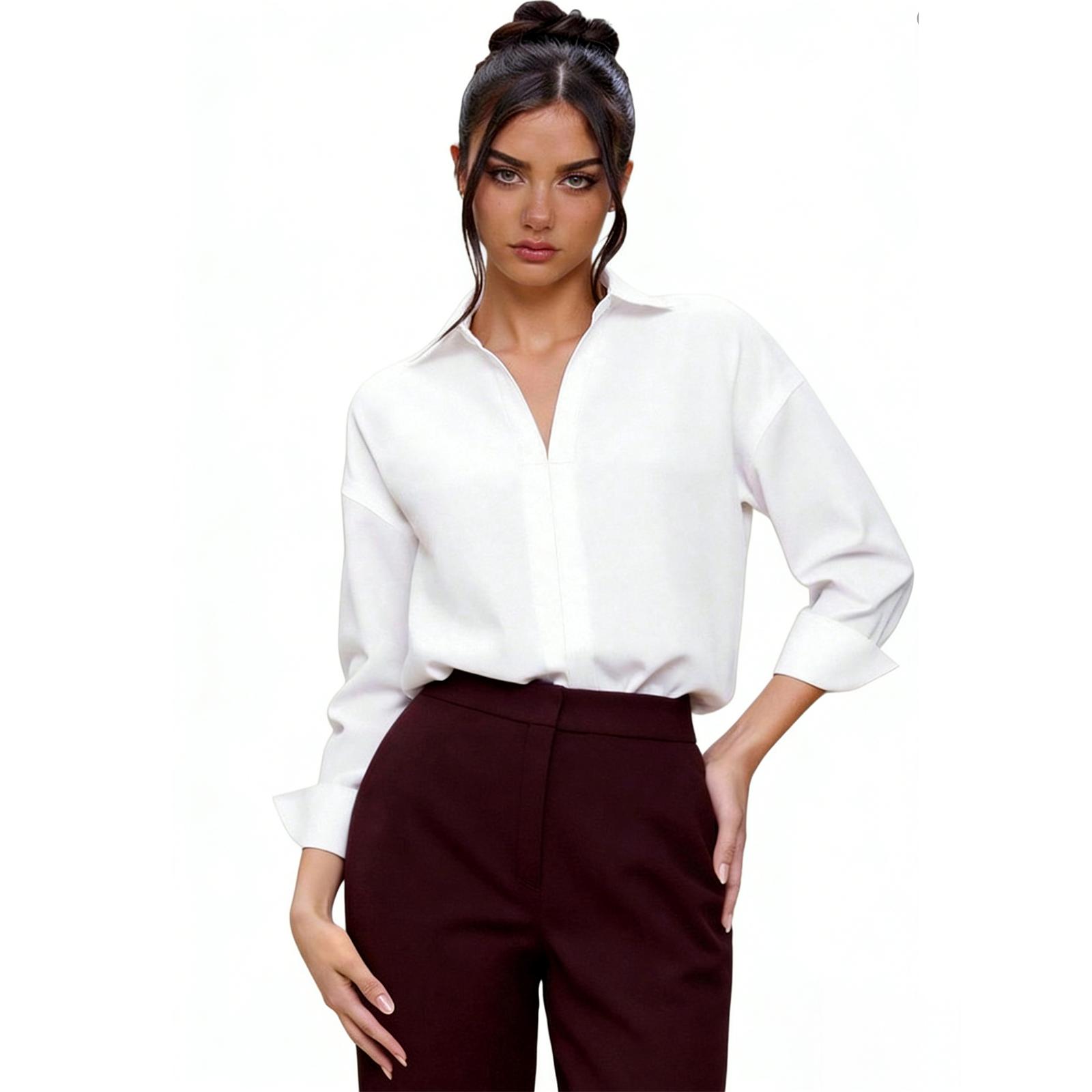 

Womens Spring Tops Summer Shirts for Women Lightweight Blouse Long Sleeve Womens Summer Tops Dressy Casual Office Wear XL білий