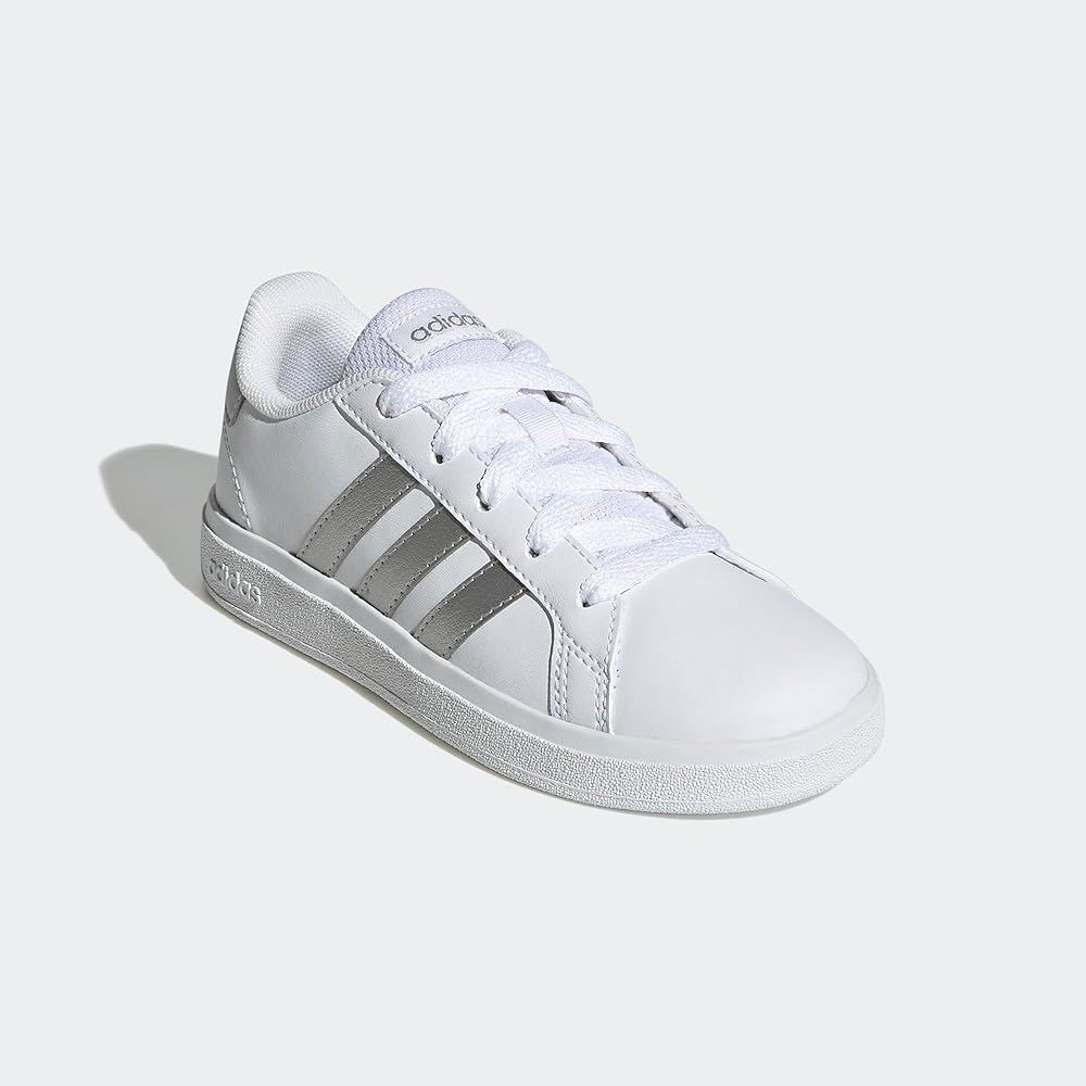 Kids Grand Court 2.0 Sneakers for Boys and Girls White Matte Silver 17.5 cm Footwear