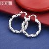 925 Sterling Silver Twisted Twist Round Earrings Fashion Jewelry Evening Jewelry