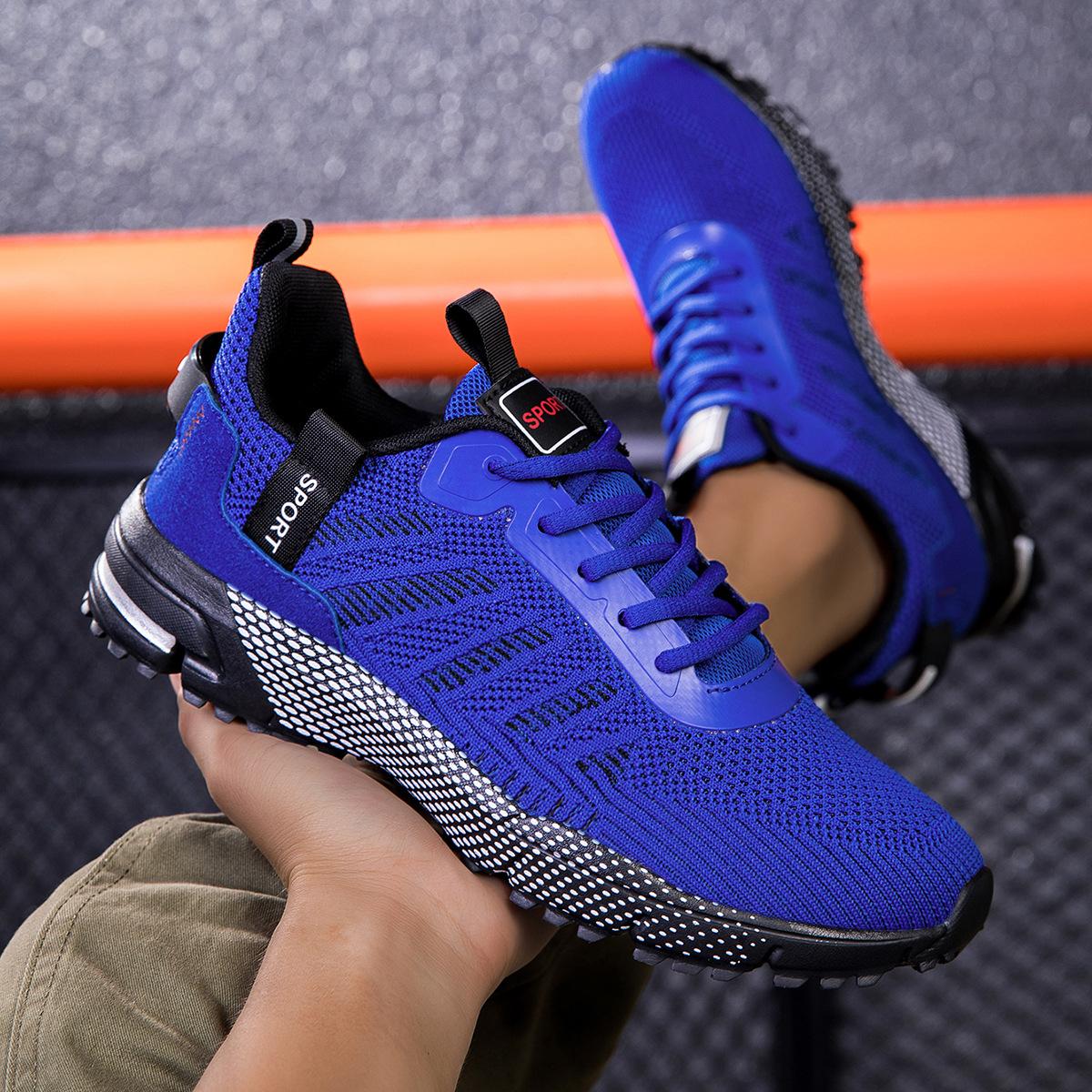 

Men s Breathable Mesh Air Cushion Sneakers Non-Slip Athletic Running Shoes 48 синій