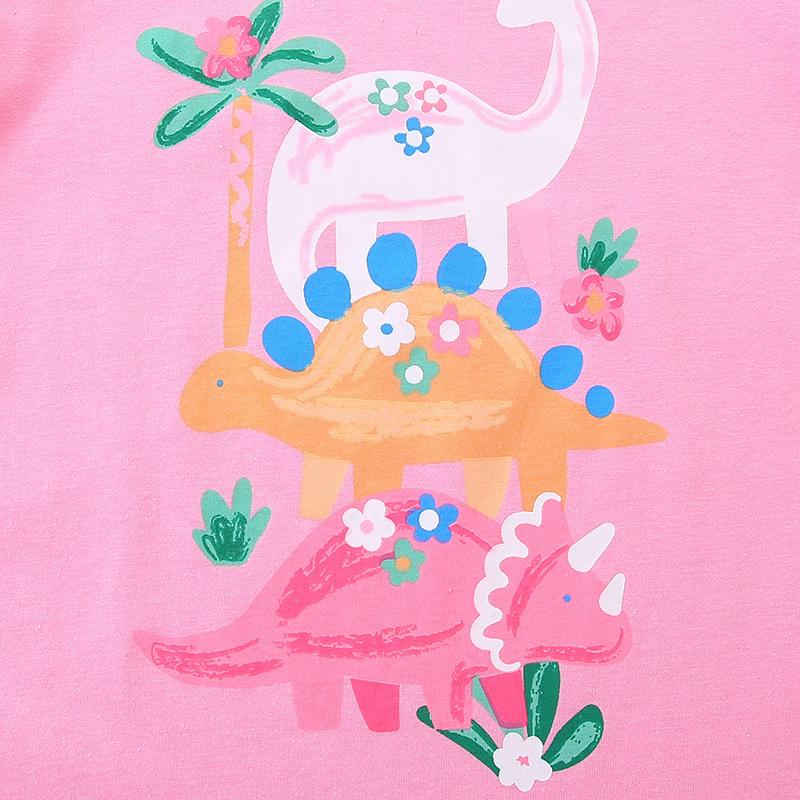 Girls T-shirt Cute Animal Print Kids Sweatshirt Knitted Crew Neck Girls Short Sleeve Top