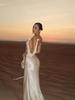 ZR Women's European American Sexy Backless Satin Floral Swing Neck Slim Fit Evening Gown
