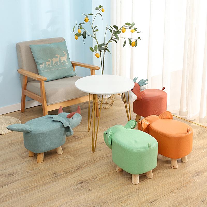 Children's Solid Wood Elephant Stool - Cute, Creative, Cartoon Animal Design for Home and Shoe Changing