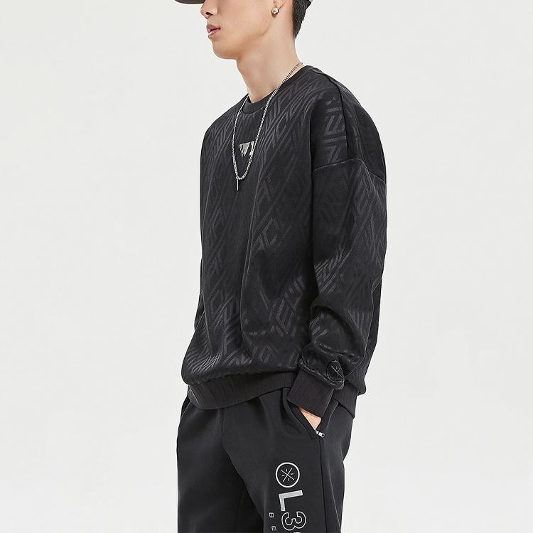Li Ning Wade Series Loose Knit Sports Pullover Sweatshirt Men Sweatshirt Black AWDR069-1