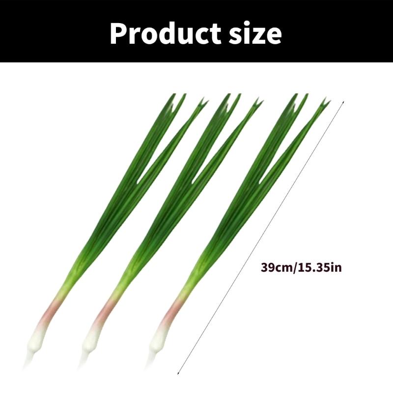 3Pcs Realistic Green Onions Simulation Scallions Artificial Simulation Vegetables for Kitchen Decoration and Photography