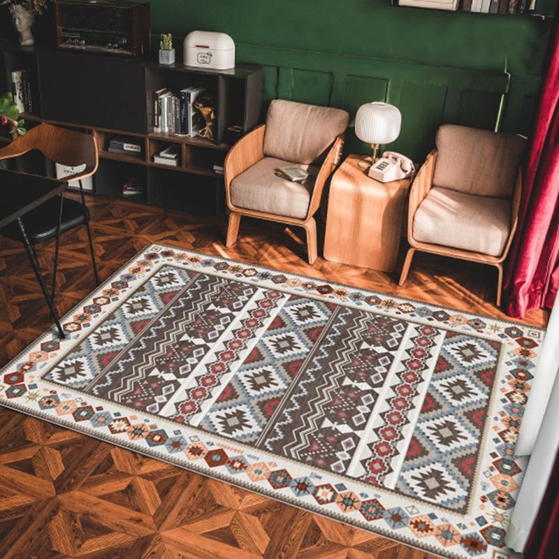 Červené geometrické koberce Složitý vzor Diamantové hvězdné motivy Vintage styl Protiskluzový Koberec do obývacího pokoje Domácí dekorace