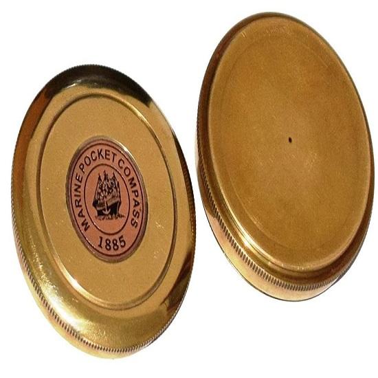 Brass Marine Pocket Compass, Handmade Unique Gift Robert Frost Poem Engraved Brass Compass,  Style Brass Pocket Compass with Black Leather Case