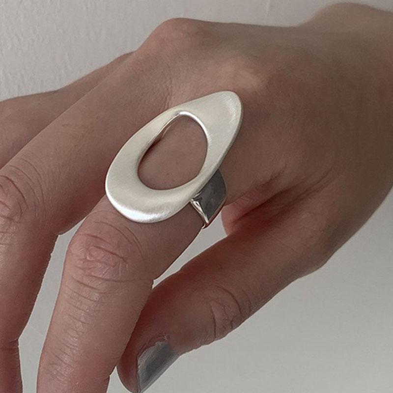 

925 Sterling Silver Rings For Women Geometric Fine Jewelry Finger Adjustable White Circle Hollow Ring For Party Birthday Gift resizable