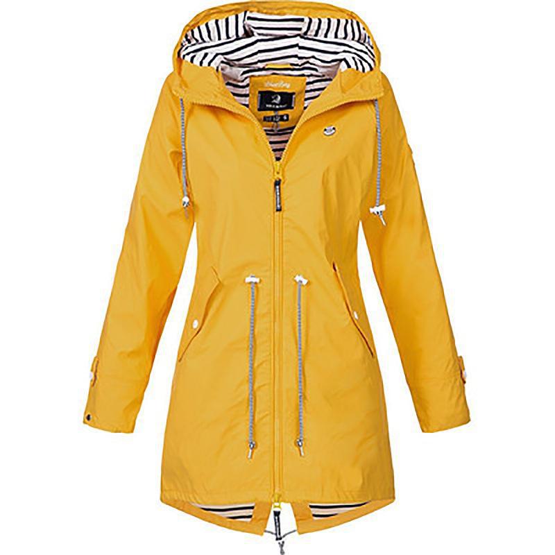 Women's Autumn High Collar Simple Solid Waisted Punching Jacket Zipper Windproof Outdoor Mountaineering Clothing