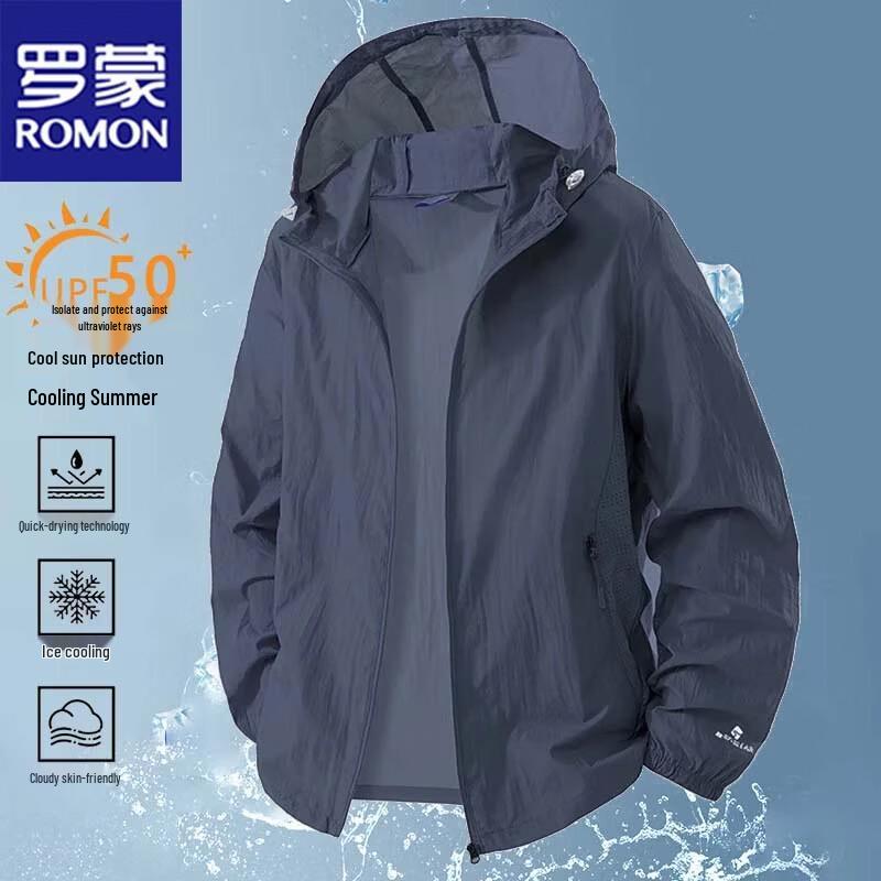 ROMON Men's Summer Hooded UPF50+ Sun Protection Jacket